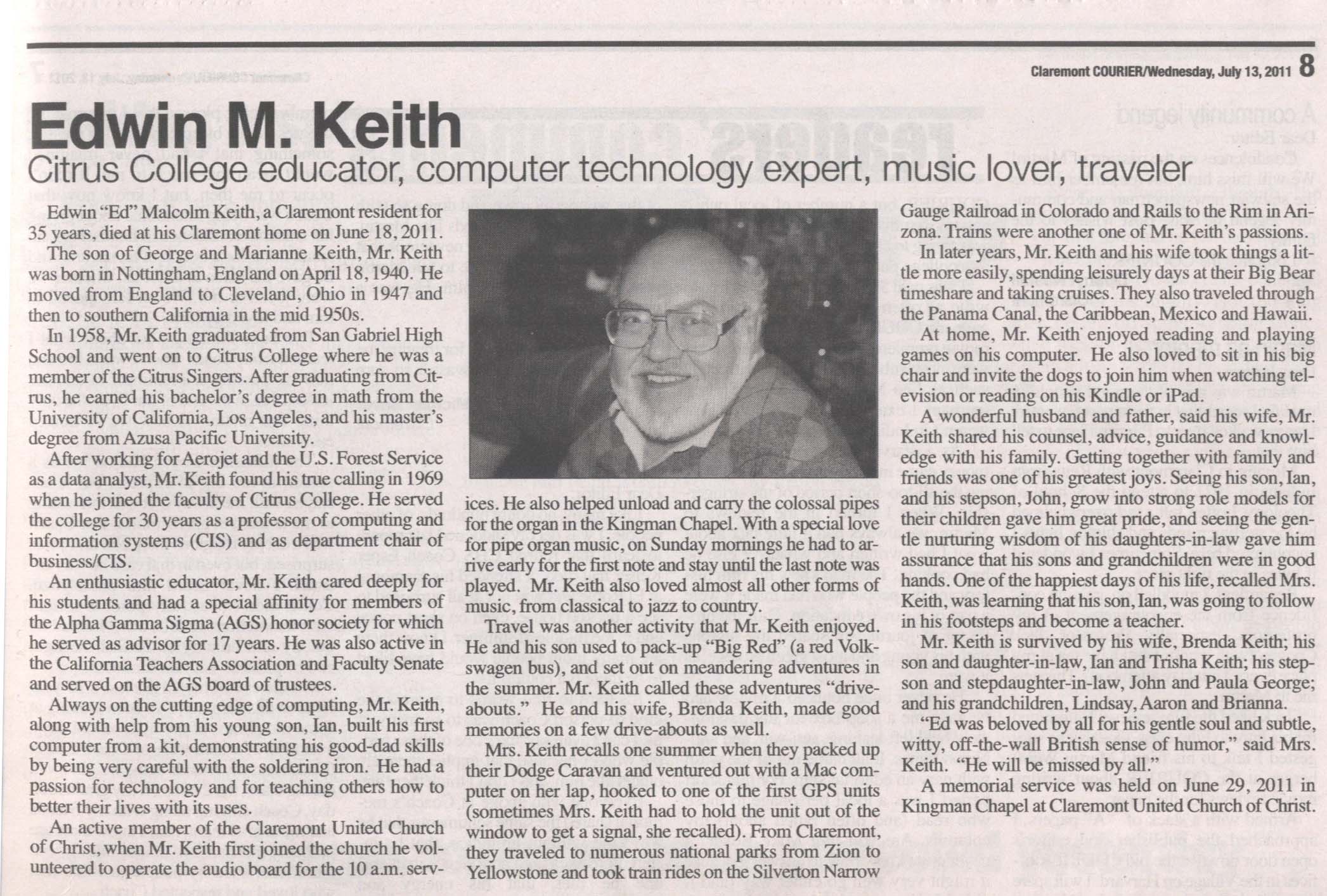 Ed Keith Obituary June 18, 2011
